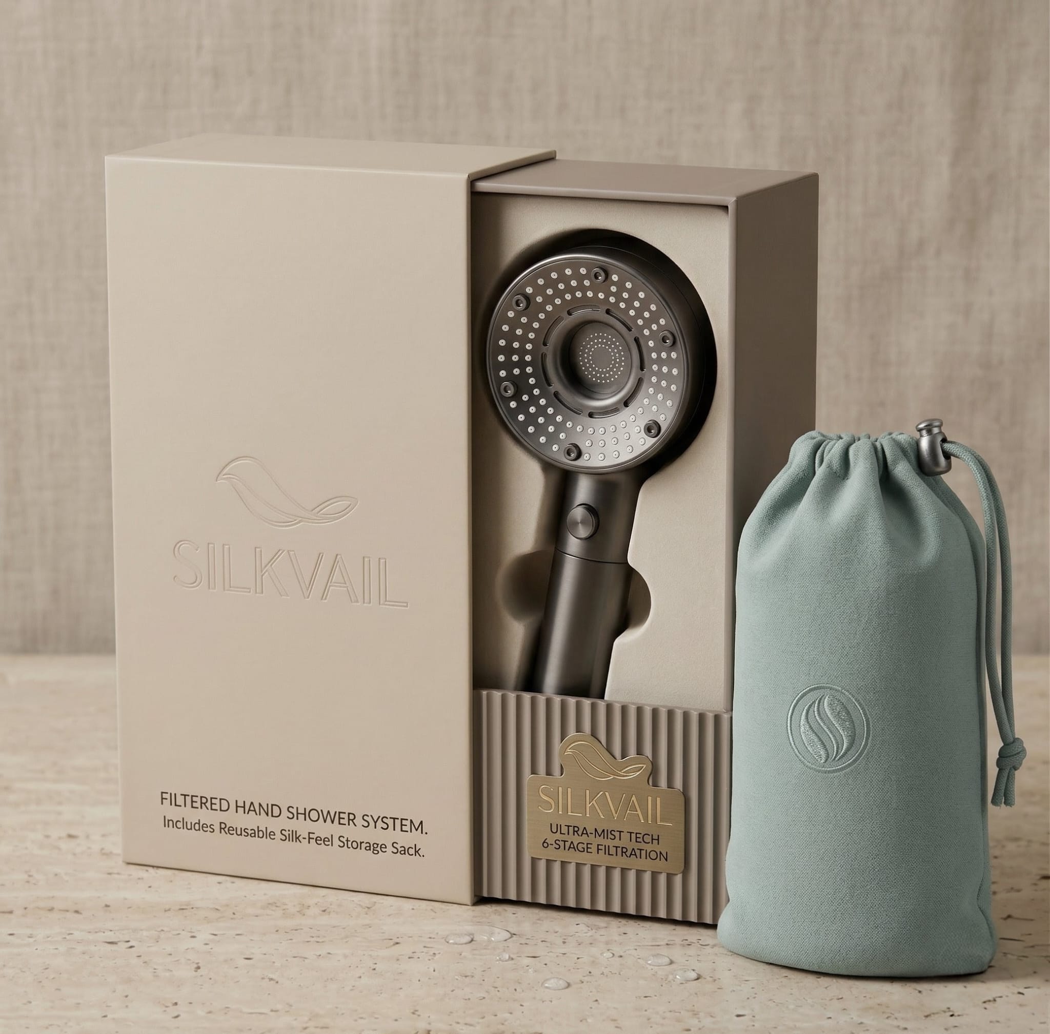 SILKVAIL™ Filtered Shower Head — Starter Kit